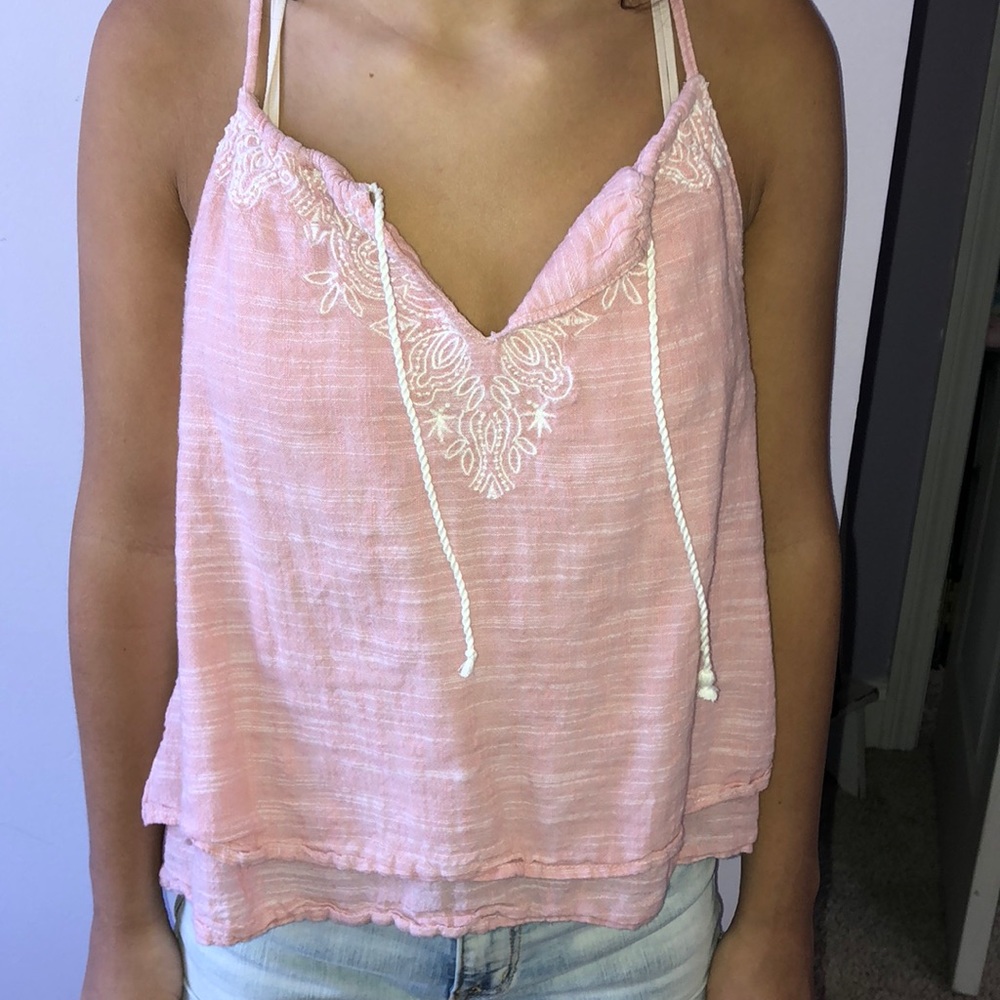 Pink v-neck tank top